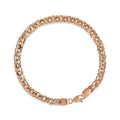 Gold-plated Garibaldi chain bracelet laid in a circle with a lobster clasp