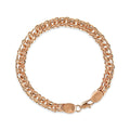 Chunky Garibaldi chain bracelet in a rose gold tone laid in a circle