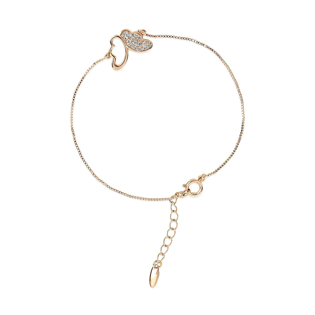 Fine gold-tone Venetian chain bracelet with a cubic zirconia butterfly