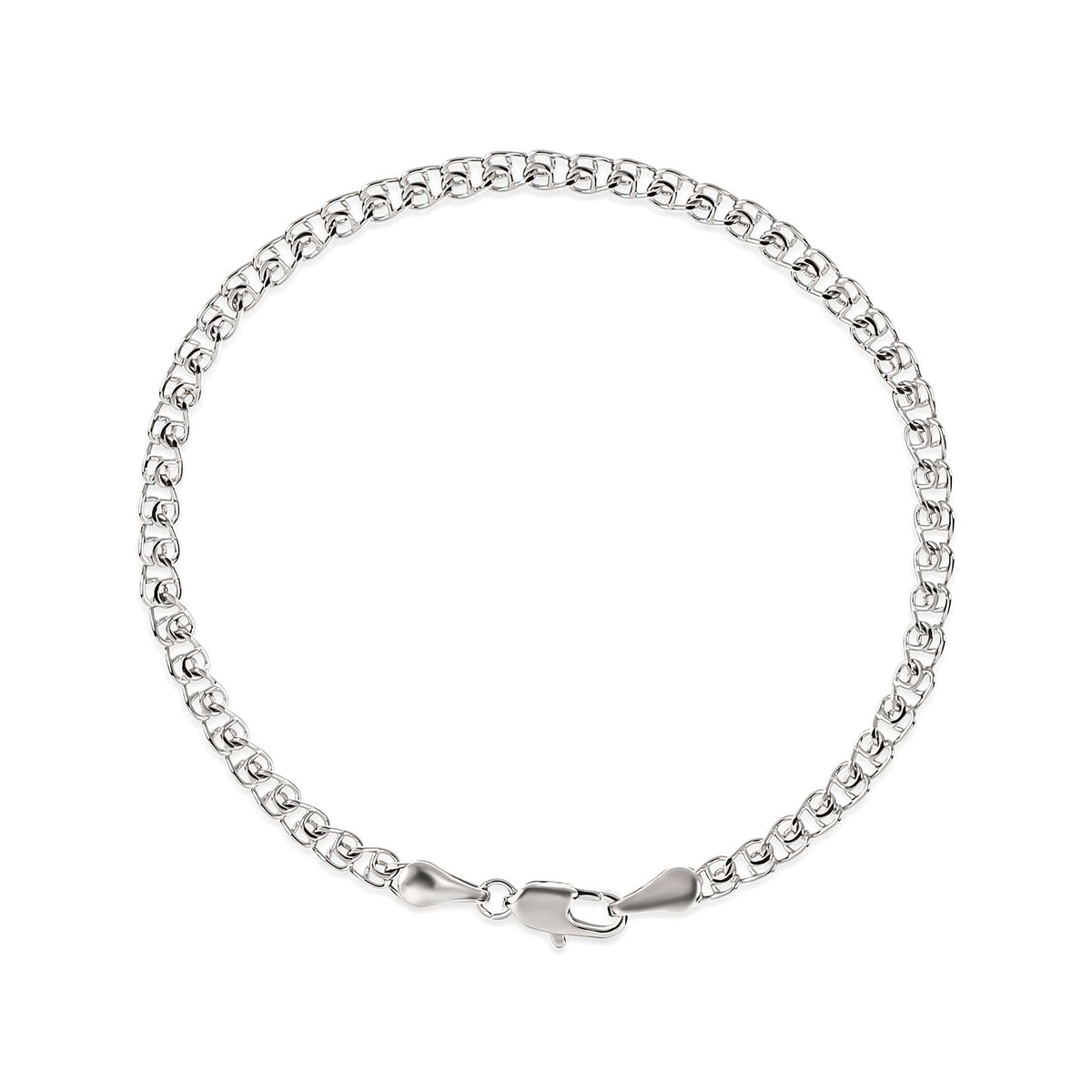 Minimalist silver-tone Love chain bracelet with a lobster clasp