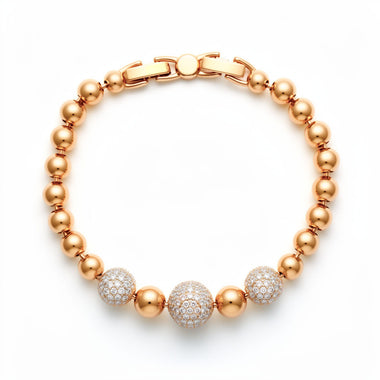 Polished bead bracelet with pavé balls
