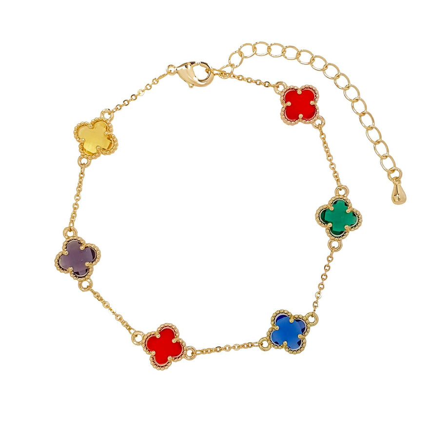 Colourful clover bracelet, 18–23 cm