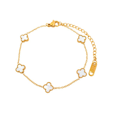 White enamel clover bracelet, 17–22 cm
