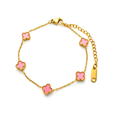 Pale pink clover bracelet, 17–22 cm