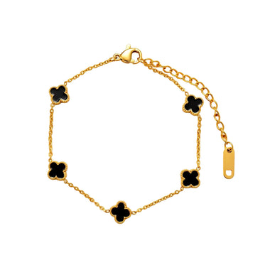 Black clover chain bracelet, 17–22 cm