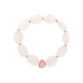 Natural quartz bracelet with pale oval beads and rose gold-tone cubic zirconia heart