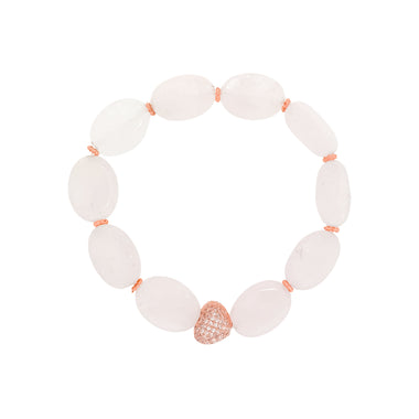Pale pink quartz heart bracelet, 17 cm