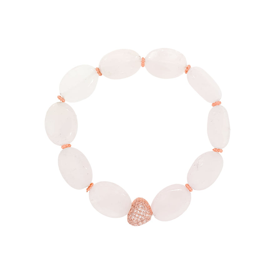 Pale pink quartz heart bracelet, 17 cm