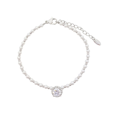 Faux pearl rosette bracelet, 17–21 cm
