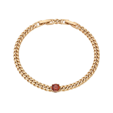 Curb bracelet with a coloured stone