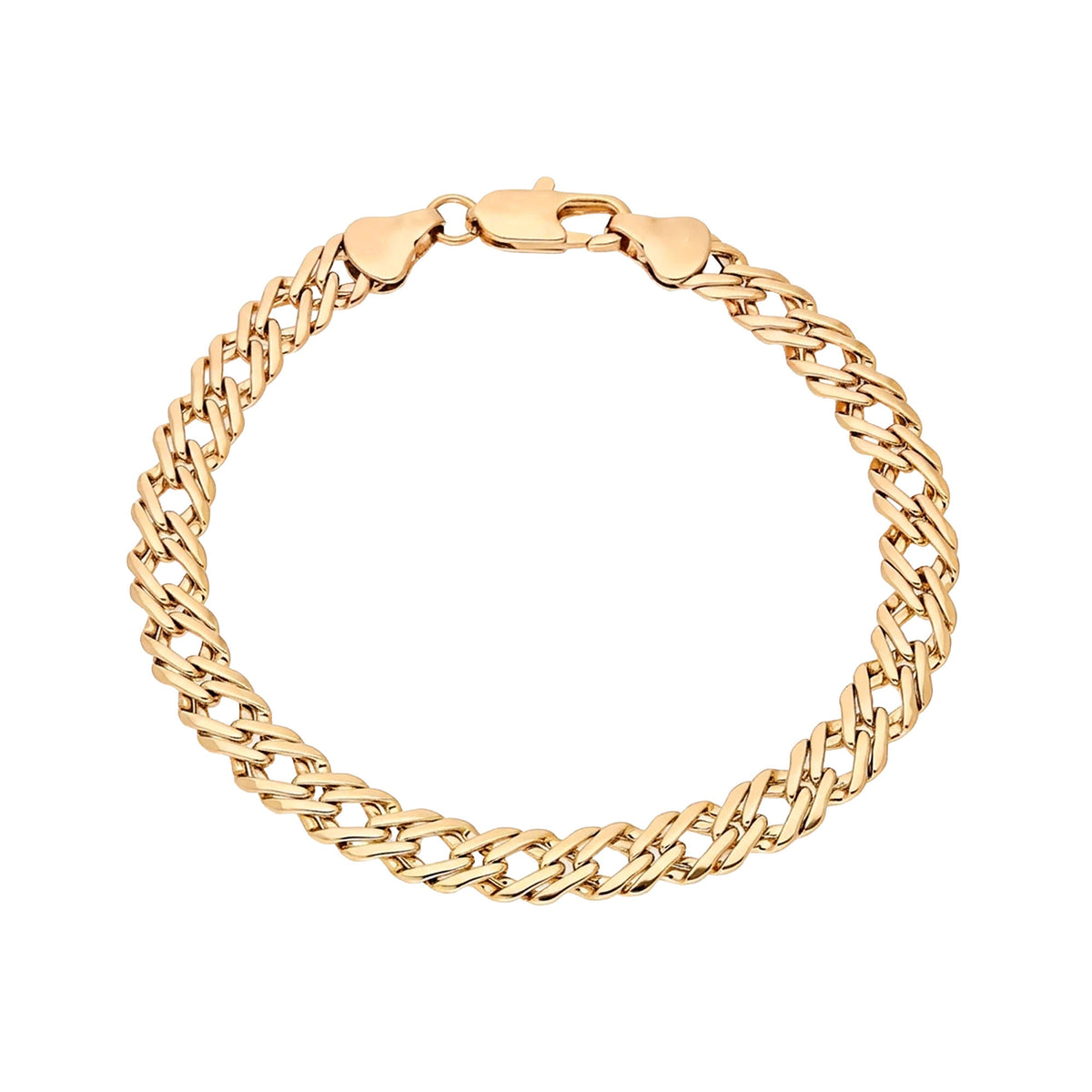 Gold-plated 6.4 mm Rombo weave bracelet with a lobster clasp