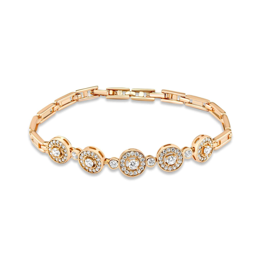 Cubic zirconia cluster link bracelet