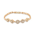 Gold-plated bracelet with five round sparkling cubic zirconia settings