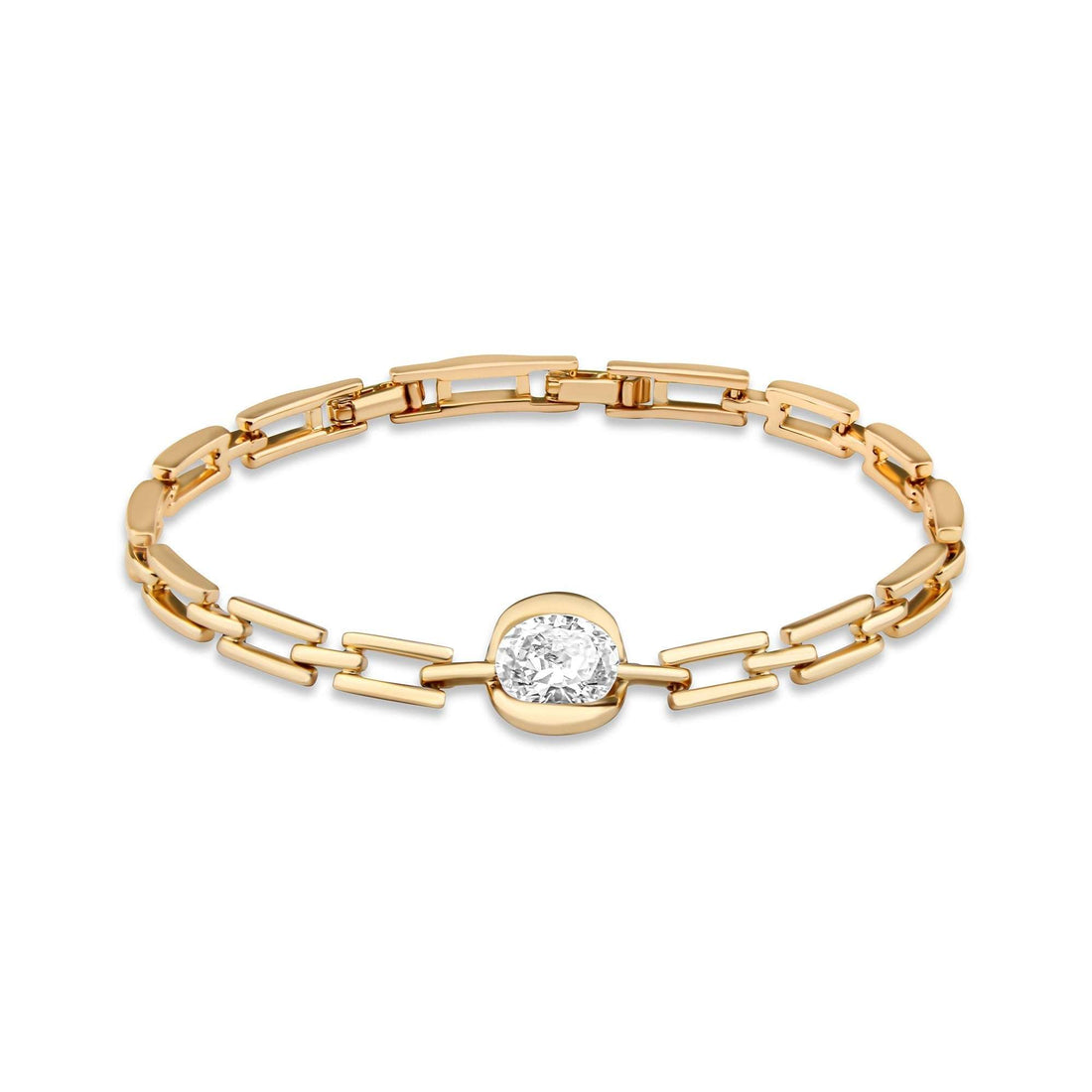 Solitaire rectangular link bracelet