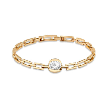 Solitaire rectangular link bracelet