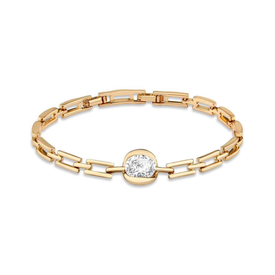 Solitaire rectangular link bracelet