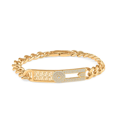Greek key curb chain bracelet, 21 cm
