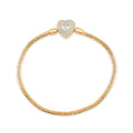 Gold-plated snake chain bracelet with a cubic zirconia heart clasp