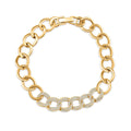 Chunky gold-plated link bracelet with cubic zirconia rings and a secure clasp