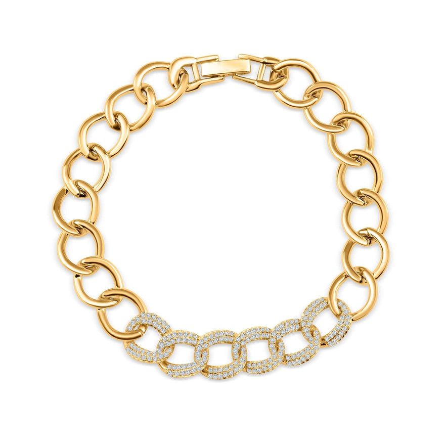Chunky cubic zirconia link bracelet