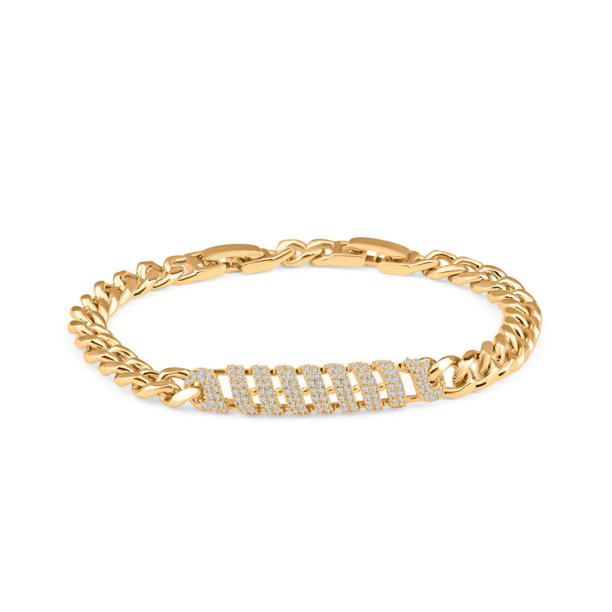 Chunky chain bracelet with a pavé plate