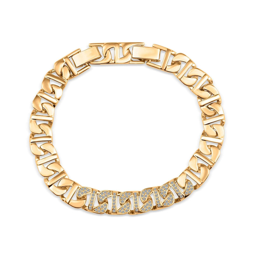 Flat link bracelet with cubic zirconia