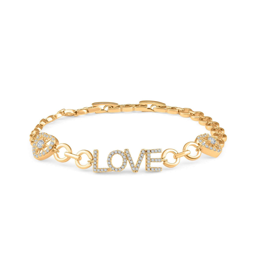 LOVE lettering bracelet with two hearts