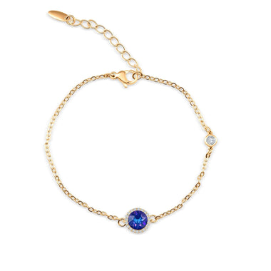 Blue crystal halo chain bracelet