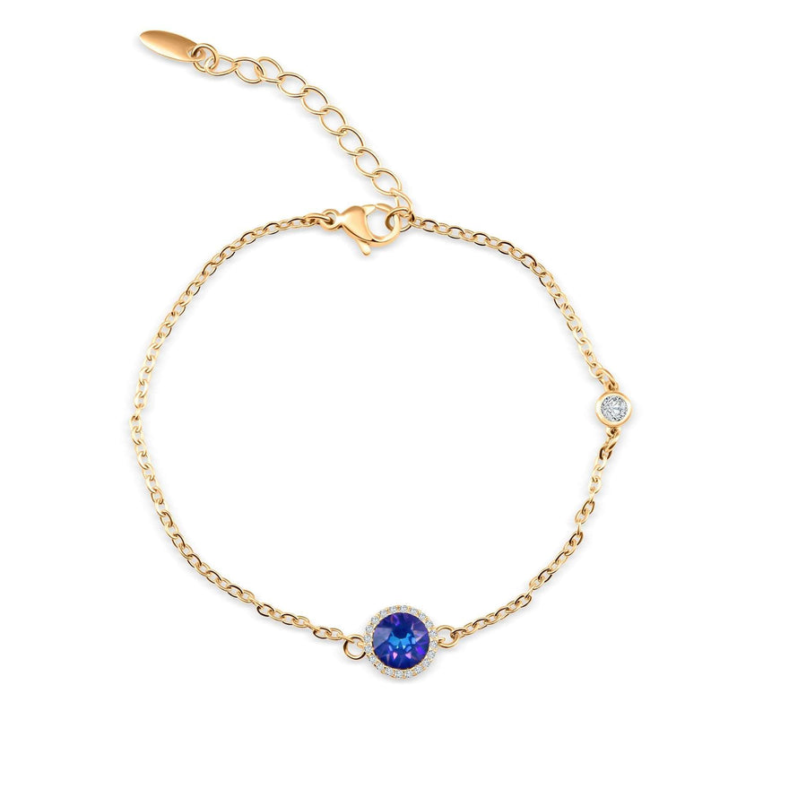 Blue crystal halo chain bracelet