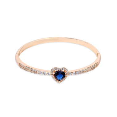 Blue heart bangle with cubic zirconia