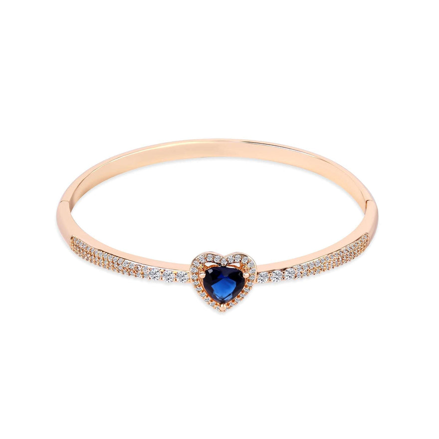 Blue heart bangle with cubic zirconia