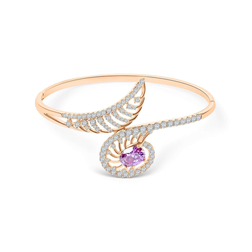Violet stone spiral cuff bracelet