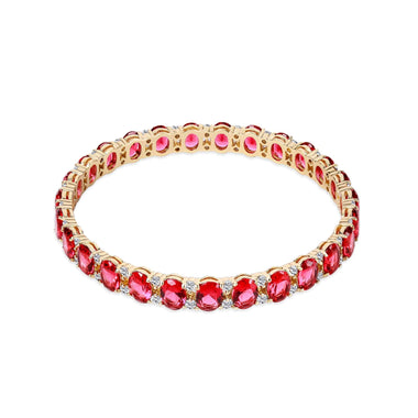 Red oval crystal tennis bracelet