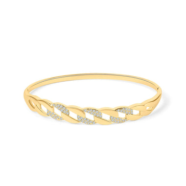 Chain-link bangle with cubic zirconia