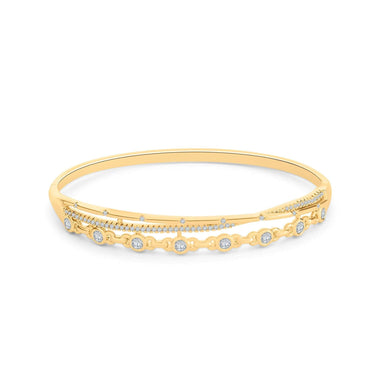 Multi-row bangle with cubic zirconia