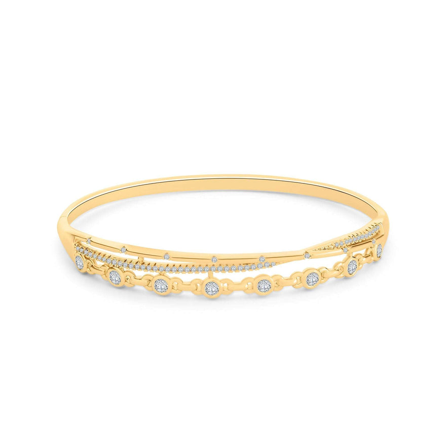 Multi-row bangle with cubic zirconia