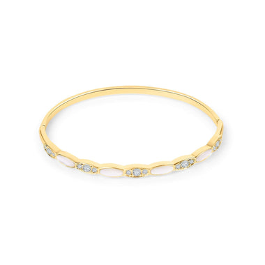 Oval link bangle with white enamel