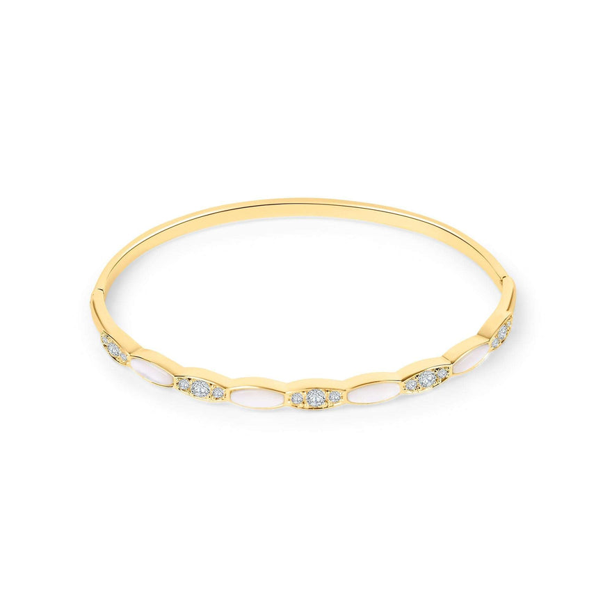 Oval link bangle with white enamel