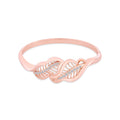 Rigid rose-tone bangle with openwork leaves and cubic zirconia in the veins