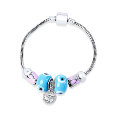 Evil-eye bead charm bracelet, 18 cm