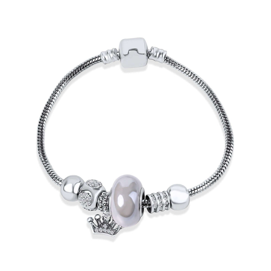Crown charm bracelet on a snake chain