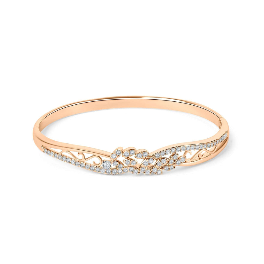 Filigree bangle with sparkling leaves