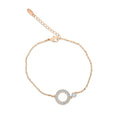 Fine gold-plated chain bracelet with a cubic zirconia circle and lobster clasp