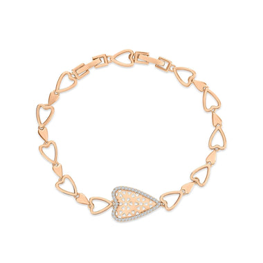Heart link bracelet with cubic zirconia