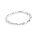 Platinum-plated twisted link bracelet in silver tone with bands of cubic zirconia