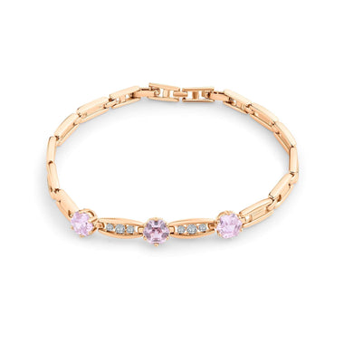 Triple hexagon stone link bracelet