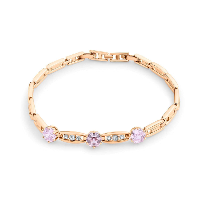 Triple hexagon stone link bracelet
