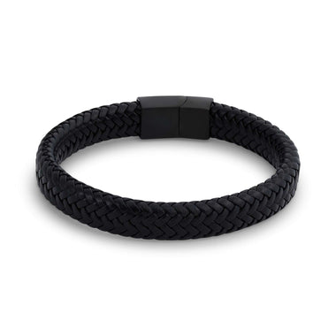 Black braided faux leather bracelet