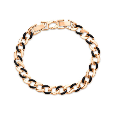 Black enamel curb chain bracelet