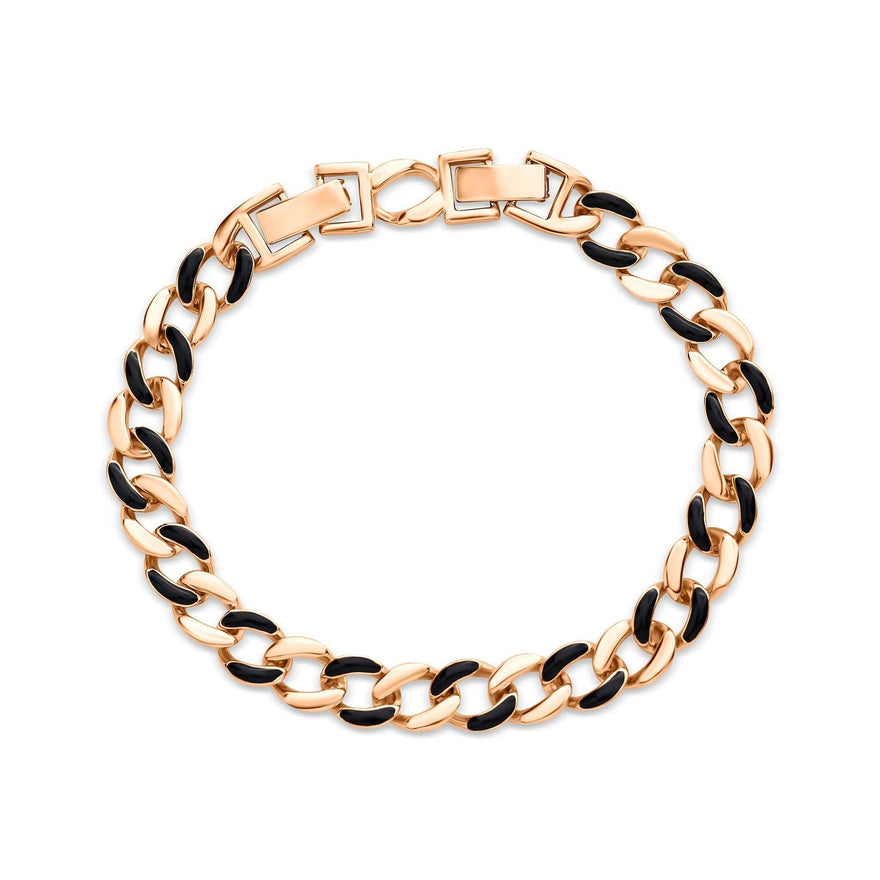 Black enamel curb chain bracelet